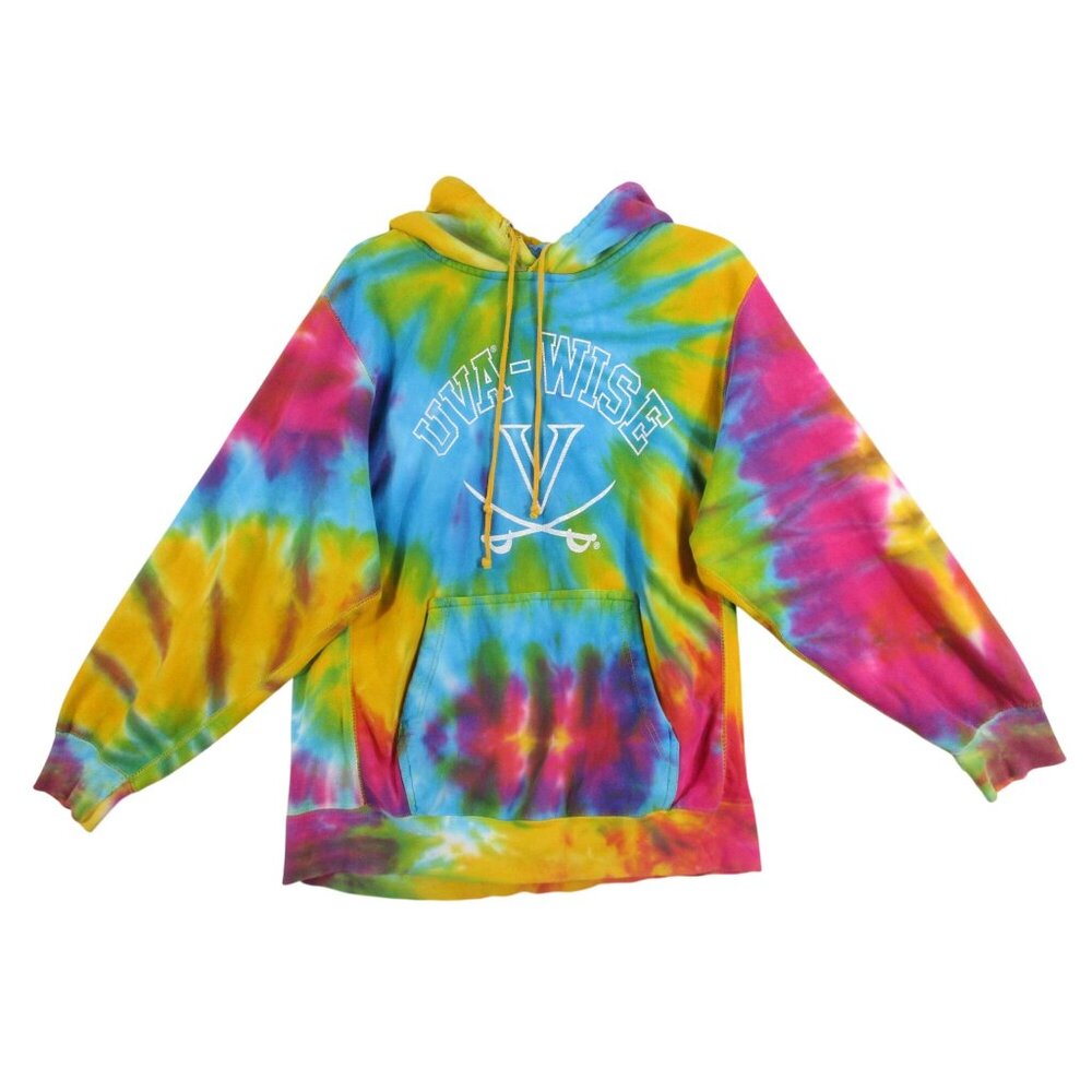 Vintage UVA-Wise Tie-Dye Hoodie Sweatshirt MV Sport‎ Pro-Weave M Cotton Blend